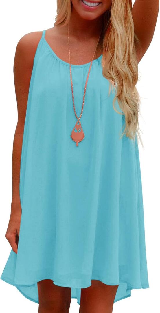 ReachMe Womens Sexy Plus Size Swimsuit Coverups Spaghetti Strap Beach Dresses Bathing Suit Cover Up Sheer Tank Sundress (Small, 01 Sky Blue) ReachMe Womens Sexy Plus Size Swimsuit Coverups Spaghetti Strap Beach Dresses Bathing Suit Cover Up Sheer Tank Sundress (Small, 01 Sky Blue)