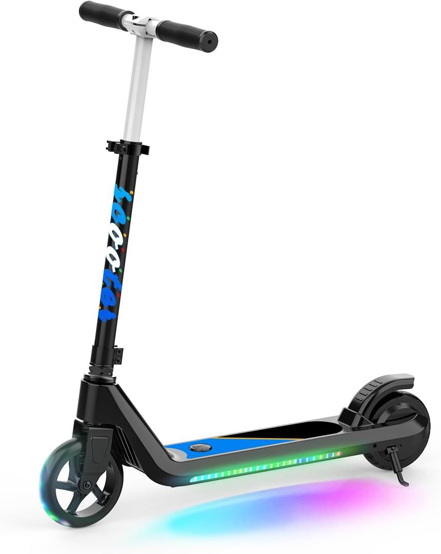 Electric Scooter for Kids Age 6-10, Kick-Start Boost Scooter with Adjustable Speed and Height, Flash Wheel & Deck Lights, E8