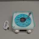 The Waves Vinyl Player, Waves Bluetooth Speaker, Portable Vintage Vinyl Speaker with Adjustable Light and Time for Bedroom, Party, White