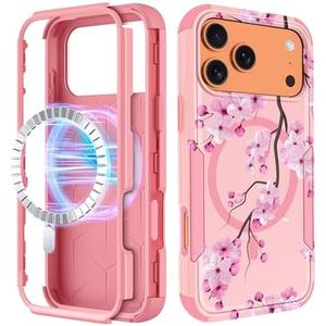 LISEVO for iPhone 17 Pro Max Case - Compatible with MagSafe Women Girls Cute Magnetic Protective Phone Cover Blossom Flower Girly Heavy Duty Shockproof Funda for iPhone 17 Pro Max Case