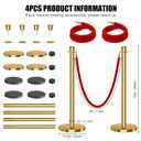 4 x kaiyomi 4Pcs Stanchions with Red Velvet Ropes Set, 5 Feet Velvet Ropes and Posts Poles for Red Carpet Party Decoration and 360 Photo Booth (Golden)