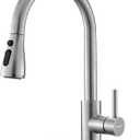 Ibergrif Kitchen Faucets with Pull Down Sprayer, Single Handle High Arc Brushed Nickel Stainless Steel 1 or 3 Hole Kitchen Sink Faucet with Deck for RV Laundry Farm house Bar