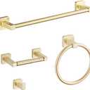 Brushed Gold Bathroom Hardware Set 4 Pieces,Towel Bar Set Stainless Steel Wall Mounted, Includes 16In Hand Towel Bar, Towel Ring, Robe Towel Hooks,Toilet Paper Holder, Bathroom Towel Rack Set