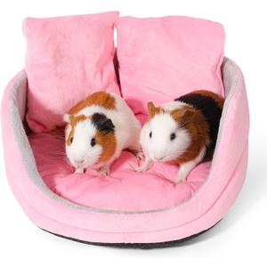 Guinea Pig Couch - Guinea Pig Bed, Removable Cushioned Pillow, Round Cuddle Cup Shape, Pure Pink and Gray, Ideal Bed for Small Pets