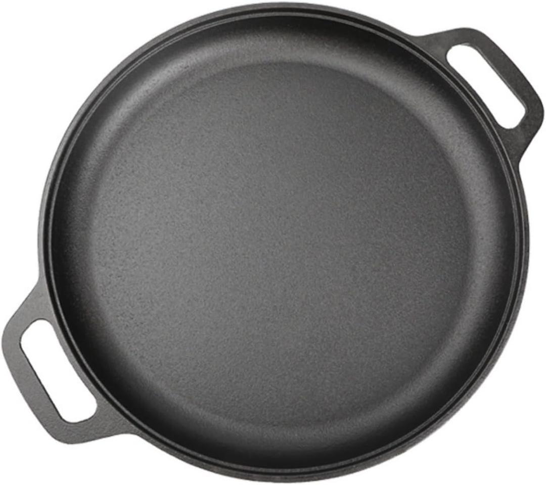 Cast Iron Pizza and Pancake Baking Pan,Thickened Steak Skillet Chicken Griddle for Oven, Grill, Stove or Campfire (13.8inch Pizza Pan)
