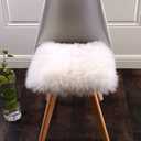 Softlife Square Faux Fur Sheepskin Chair Cover Seat Cushion Pad Super Soft Area Rugs for Living Bedroom Sofa (1.6ft x 1.6ft, White, pack of 2)