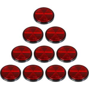 10 Pack Safety Reflectors Red Self Adhesive Round Reflector for Mailboxes Trailer Caravan Truck Lorry or Agricultural Machines