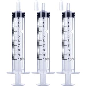 10 ml Syringe for Liquid, Oral, Scientific Labs, Measurement, Dispensing, With Cap, 3 Pack