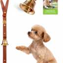 FOLKSMATE Leather Dog Door Bells for Potty Training, Big Brass Puppy Dog Door Bells Extra Loud for Dogs Training, Housebreaking, Door Knob, Dog Bell to Ring to Go Outside Puppy Pet Supplies Leather,, One Dog Bell, Brown/Leather