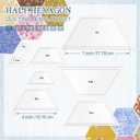 Kigley 8 Pcs Half Hexagon Quilting Templates and Rulers 1/1.5/2/3/4/5/6/7 Inch Acrylic Quilting Ruler with 1/4 Inch Seam Allowance for Cutting Pattern DIY Sewing Craft(Clear)
