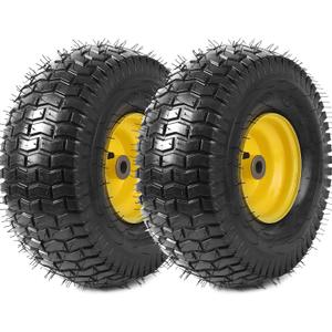 AR-PRO (2 Pack) Exact Replacement 15" x 6.00-6 Front Tire and Wheel Assemblies Compatible with John Deere Riding Mowers Tractor and More - 3" Offset Hub and 3/4" Bushings, 4Ply Pneumatic
