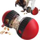 Dog Puzzle Toy Treat Dispenser Ball, Adjustable Rolling Dog Enrichment Toy & Slow Feeder for Medium Large Dogs, Mental Stimulation Toy to Keep Dogs Busy, L Red