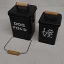 Dog Food Container Airtight Set 4-6 lb(25 Cup) Capacity with Scoop and Toy - Farmhouse Dog Food Storage for Kitchen Counter, Black Storage Bin for Pet Food with Handle, Great Gift for Pet Owner