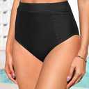 Tempt Me Women High Waisted Bikini Bottoms - Tummy Control Bathing Suit Swim Bottoms, Size L