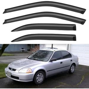 Window Visors Rain Guards Shield for 1996-2000 Honda Civic Sedan, Out-Channel Window Vent Wind Deflectors Visors Shades for 96-00 Civic
