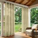 Set of 6 Outdoor Curtains for Patio Waterproof, Breathable Grommet Panels for Porch, Pergola & Gazebo, Light Filtering, Weatherproof, 37W x 95L Inches, Beige