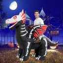 One Casa Inflatable Costume Adult,Blow Up LED Light Eyes Skeleton Dragon Suit,Ride On Halloween Costumes for Men Women (72INCH)