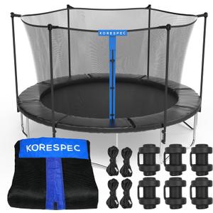 Trampoline Net Replacement 12FT 14FT 15FT with 6 Pole Caps (1 Inch) & 4 Strings - NO Poles - Breathable UV Weather Resistant Safety Enclosure - Fits Outdoor Round, Navy 