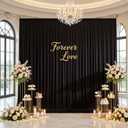 10ftx12ft Wrinkle Free Black Backdrop Curtain, 2 Panels 12FT Height Black Drapes for Wedding, Silky Polyester Photo Back Drop Cloth Draping for Birthday Party Photography Background