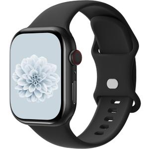 Aegce Silicone Sport Band Compatible with Apple Watch 41mm 40mm 38mm 42mm Women Men, Soft Strap Replacement Wristband for iWatch Ultra SE 3 2 1 Series 11 10 9 8 7 6 5 4, Black S/ M