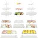 Biodegradable Cupcake Stand Holder, Dessert Table Display Set, Treat Table Candy Cake Desert Tiered Tray, 3 Tier Serving Trays for Tea Party, Wedding Baby Shower Bridal Shower Decorations10 PCS  (Beige)