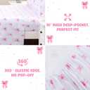 MICORAL Kids Full Sheet Set Pink Bow, 4 Pieces Sheets for Boys & Girls, Soft Printed Microfiber Bed Sheets, Deep Pocket Cozy Toddler Bedding Set, Pink Bow