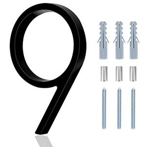 House Numbers For Outside - 5 Inch Modern Floating Address Numbers For Houses Rust Proof Zinc Alloy Easy To Install, High Gloss Black Number 9