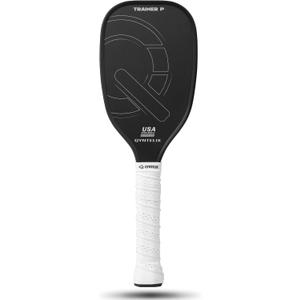 Pickleball Training Paddle -USAPA Approved Pickleball Trainer Practice Paddle,Carbon Fiber Particle Paint Frosted Surface, Extra Long Handle,16mm Core Sports Sweet Spot Training Racket