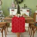 Christmas Trees Red Soft Plush Faux Fur Jacquard Gold Sequin Glitter Christmas Table Runner, Holiday Kitchen Dining Table Fireplace counters Decoration for Home Party Decor 13x90 Inch