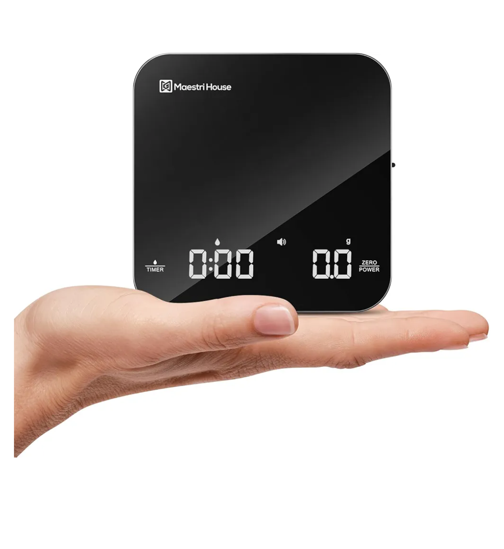 Maestri House Mini Coffee Scale with Timer, USB-C Rechargeable Espresso Scale, 2kg/0.1g Accurate Scale for Espresso and Pour-Over Coffee, Portable Digital Kitchen Scale with Auto Timer (Black&Silver)