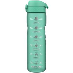 Ion8 1 Litre Water Bottle with Times to Drink, Leak Proof, Flip Lid, Carry Handle, Dishwasher Safe, BPA Free, Soft Touch Contoured Grip, Ideal for Gym, Health and Fitness, 32 oz, Teal