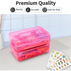 Sooez 1 Pack Pencil Case, Large Pencil Box Case, Clear Crayon Marker Box Bulk, Hard Plastic School Supplies with Snap-tight Lid, Stackable Storage Container Art Craft Organizer for Bead Pens