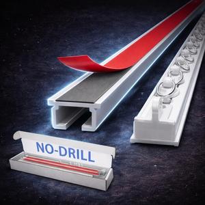 Adhesive Curtain Track, Paste Type No Need to Drill, Suitable for Smooth Ceiling or Wall, Closets, Door and Window Frames, Meet Multi-Scenario and Multi-Functional Needs-1.44M/4.72FT