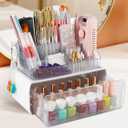 LIARTY Nail Drill Holder with Drawer: Acrylic Nail Drill Bits Holder Makeup Organizer Case for Brush - Beauty Cosmetic Storage Box for Dresser Countertop and Bathroom Vanity