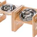 Elevated Dog Bowls, 6 Heights Adjustable Raised Dog Bowl 2.4-6.7, with Food Grade 304 Stainless Steel 15 OZ, Bamboo Dog Bowl Stand for Small & Medium Dogs Cats, 2 Pack