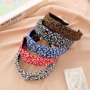 2 x LOVNFC Knotted Headbands for Women - 5PCS No Slip Fashion Hair Bands, Soft Elastic Leopard Print Head Accessories for Girls, Women (Mixed Colors C)