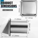 Gisafai 6" Dryer Vent Cover Outside with Stainless Steel Guard Wall Dryer Exhaust Cap and Removable Extended Pipe Vent Shroud Hood Cushioned Non Return Flap with Sealing Gasket Grille(Silver)