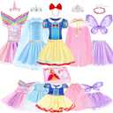 EULRGAUS Princess Dress Up, Toddler Dress Up with Princess Costumes and Toys, Butterfly & Unicorn Dress with Fairy Wings, Pretend Play for Toddlers 3-6, Halloween Christmas Birthday Gift for Kids