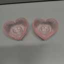 3'' Pink Glass Candlestick Holders, Set of 2 Heart Shaped Candle Holders for Christmas, Wedding, Party, Decoration and Dining