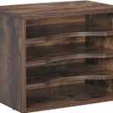Snughome Vintage Wood File Organizer Desktop, 13.4 Document Letter Mail Tray Sorter with 3 Adjustable Shelves, Wooden Desktop Paper File Sorter Holder for School Home Office Supplies (13.4L x 9.1W x 10.6H, Rustic Brown)