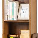 4 Tier Bamboo Bookcase, Classical Modern Bookshelf, Dispaly Shelves, Bamboo Wood Organizer Book Shelf for Living Room Home Office-Walnut, Large