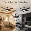 52 inch Ceiling Fans with Lights and Remote Control, Black