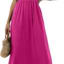 Women's Summer Casual Dresses Maxi Sleeveless Sundress V Neck A-Line Fashion Beach Vacation Long Dress- XL