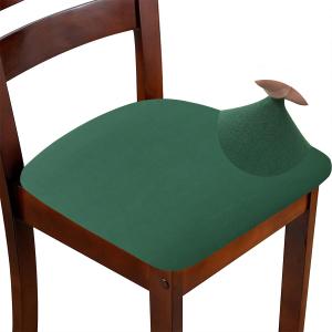Chair Seat Covers Set of 6 Stretch Green Chair Covers for Dining Room Square Removable Washable Chair Protector Seat Cushion Slipcovers for Kitchen Office