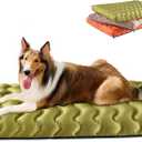 Washable Dog Bed, Cooling Dog Crate Bed Mat with Memory Foam, Water-Resistant Outdoor Dog Bed for Large Medium Small Dogs 30"L x 20"W x 3"Th