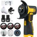 VISLONE 12V Cordless Brush Angle Grinder Kit, Grinding Disc 3 Inch/76mm, Lightweight Angle Grinder Tool 2PCS 1300mAh Lithium-Ion Battery Charger 6PCS Cutting Discs