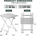 SUNNYFEEL Folding Camping Table - Lightweight Aluminum Portable Picnic Table for Cooking, Beach, Hiking, Travel, Fishing, BBQ, Indoor Outdoor Small Foldable Camp Tables, 18.5x18.5x24.5 Inch