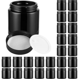 Glass Jars with Lids,Eco-Friendly Cosmetic Containers with Airtight Black Lids & Liners, Multi-Color Options for Cream, Lotion, Body Butter, DIY Skincare Travel Jars (Black, 4oz)