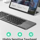Samsers Foldable Bluetooth Keyboard with Touchpad, Portable Wireless Keyboard with Stand Holder, Rechargeable Full Size Ultra Slim Pocket Folding Keyboards for Android Windows iOS Tablet & Laptop