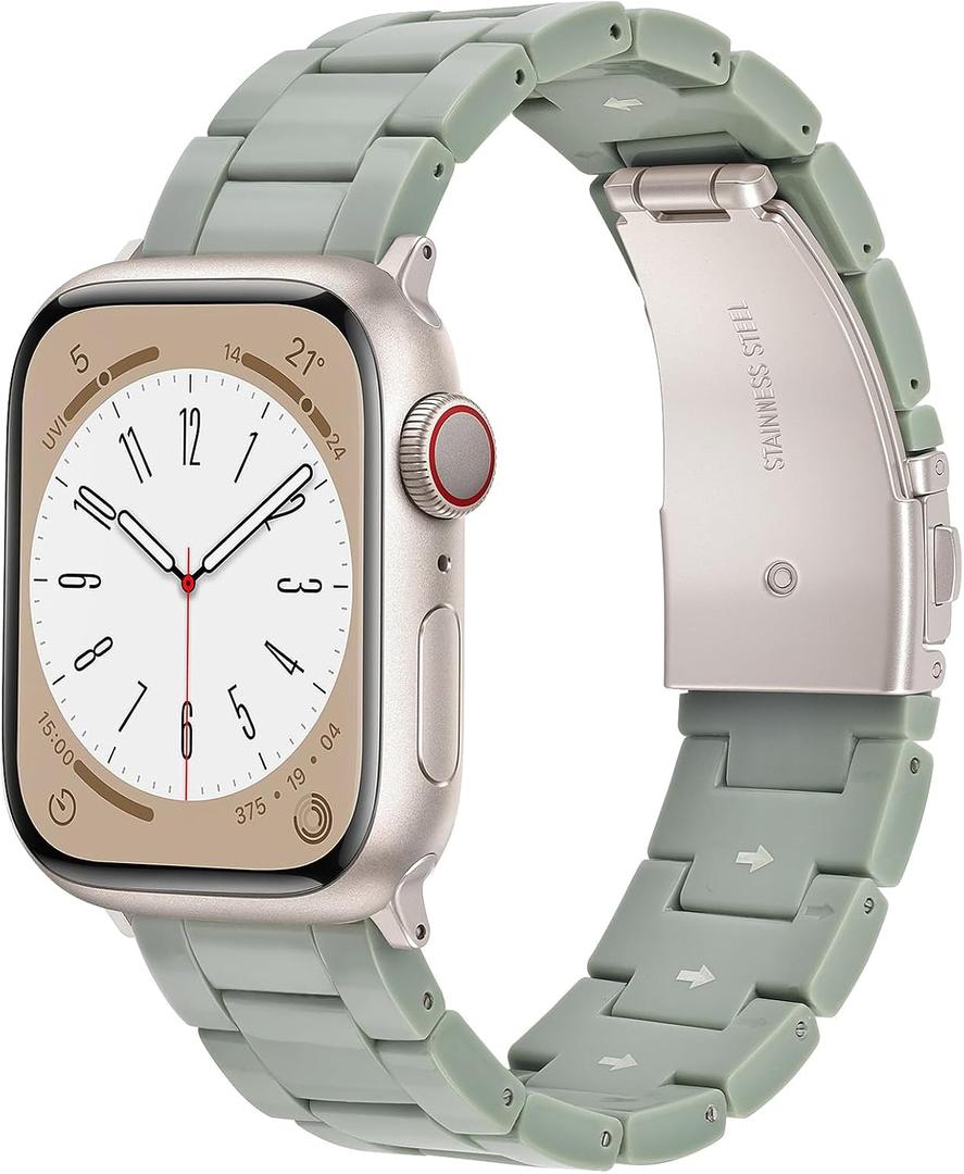 V-MORO Resin Bands Compatible with Apple Watch Series 11/10/9/8/7 Band 40/41/42mm Women men Lightweight Fashion Strap Bracelet with Starlight Buckle for iwatch Series SE/6/5/4/3/2/1(Cactus,38/40/41/42mm)